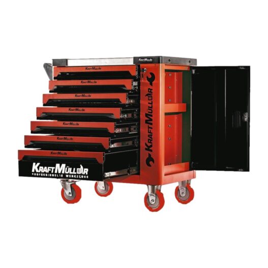 CARRELLO PORTAUTENSILI 7 CASSETTI 6 COMPLETI DI  UTENSILI CON SPORTELLO LATERALE E PIANALE IN ACCIAIO (2)