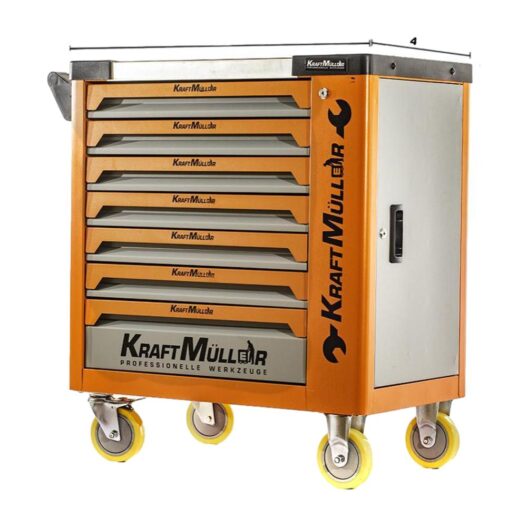CARRELLO PORTAUTENSILI OFFICINA 7 CASSETTI 6 COMPLETI DI UTENSILI CON SPORTELLO LATERALE KRAFT MULLER