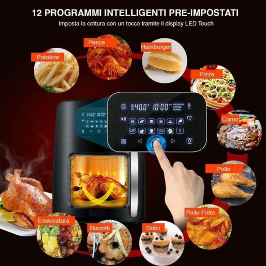 FORNO FRIGGITRICE AD ARIA CALDA 1800W 11LT NO OLIO ROYALTY LINE