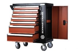 CARRELLO OFFICINA PORTAUTENSILI 7 CASSETTI 6 COMPLETI DI UTENSILI CON SPORTELLO LATERALE SCHWARTZMANN