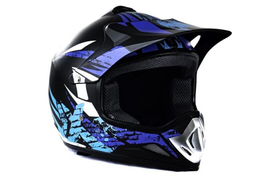 XTREME MOTOSPORT casco motocross quad pit-bike bambini  e ragazzi black blue